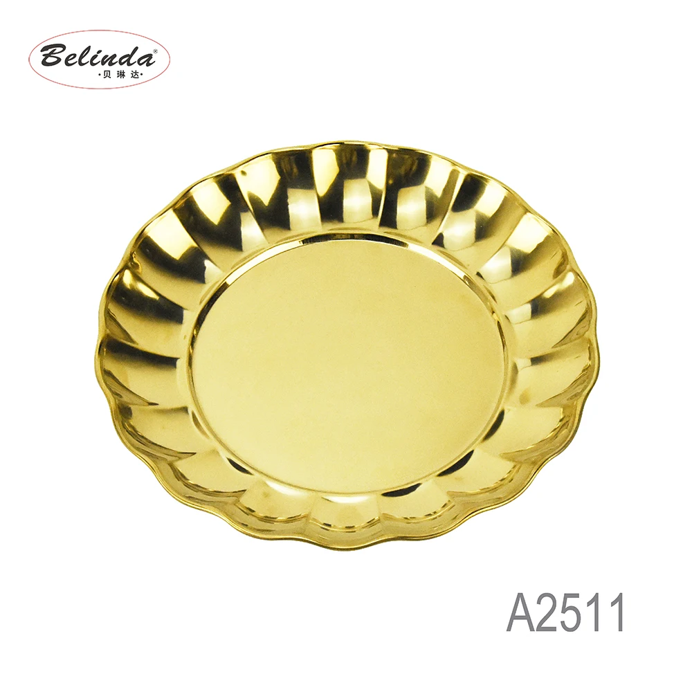 Fruit Dessert Wedding Serving Platter Stainless Steel Gold Pedestal Bowls