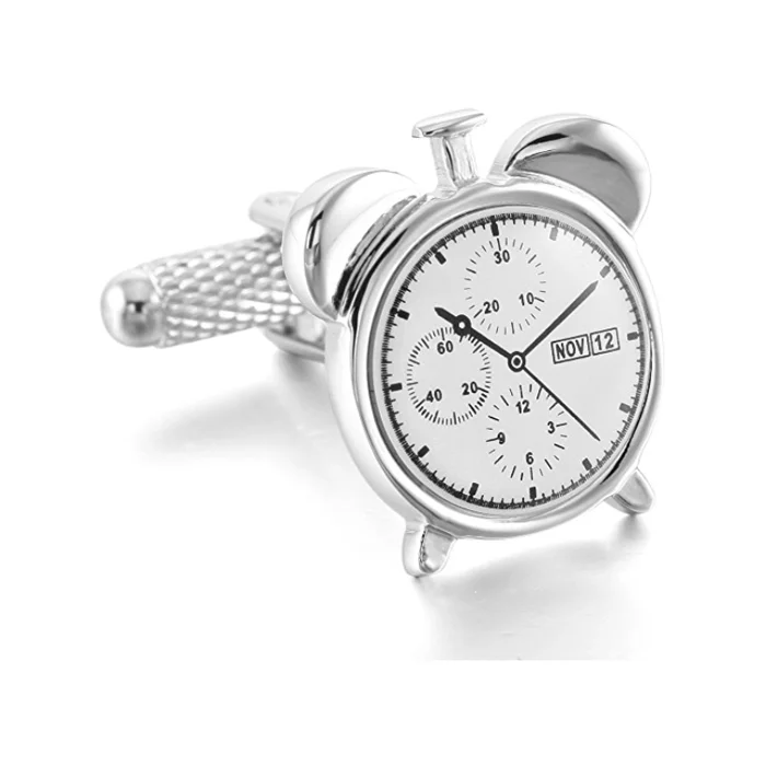 Popular silver alarm clock cufflinks