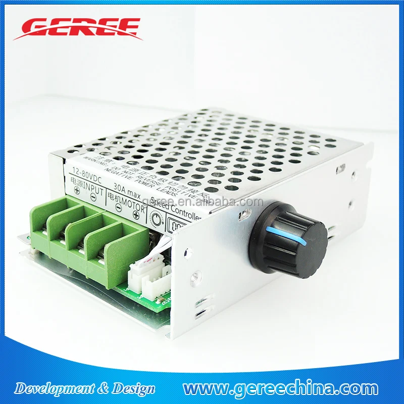 Geree 12V 24V 36V 48V 60V 72V PWM контроллер скорости двигателя постоянного тока 12-80V 30A 2400W