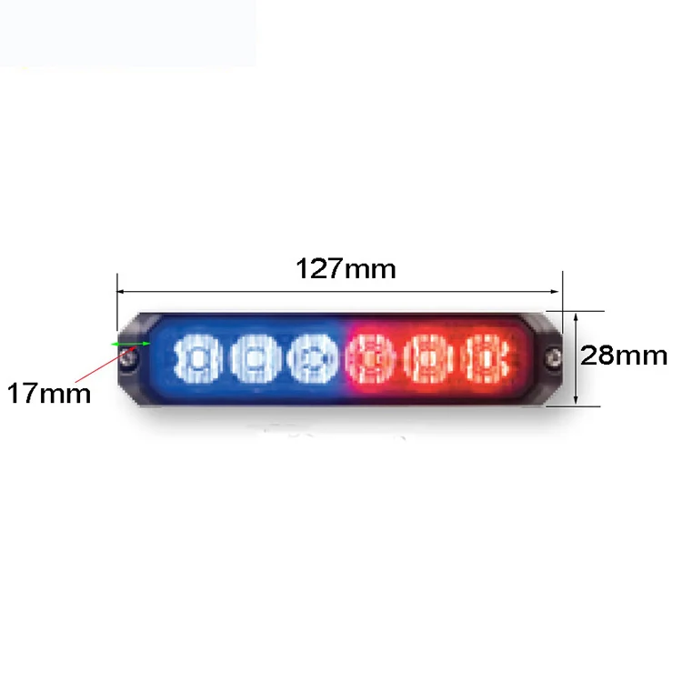 Red and blue strobe 6 led mini grille lighthead police lights warning for vehicles