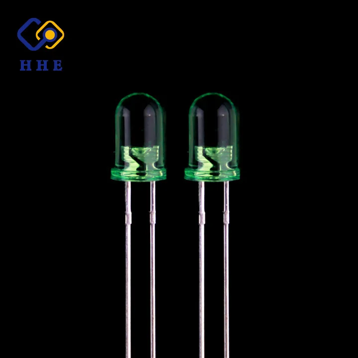 High quality round 5mm 520nm transparent green color LED