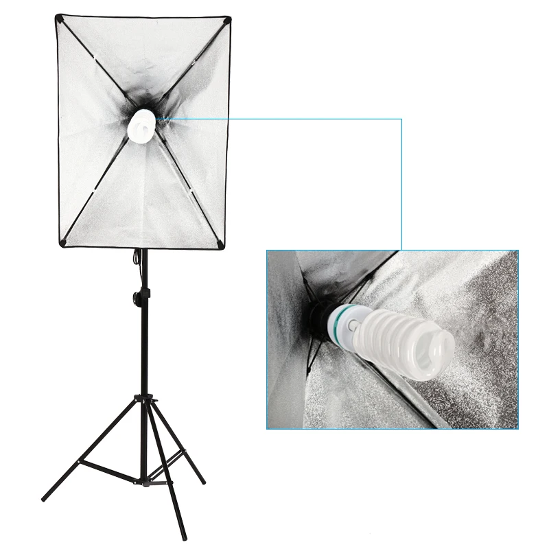 
Photography Kit Photo Studio Lighting Softbox Muslin Backdrop Background with Three Softbox Light Bulbs Stand Set 
