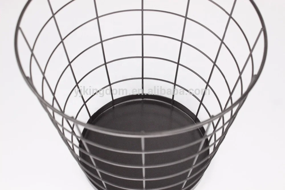 550-35 household cleaning tool black metal wire paper waste bin trash basket