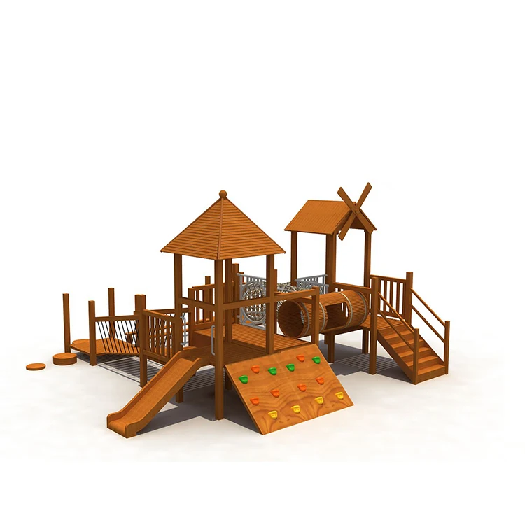 New type children outdoor wooden playground big slides for sale