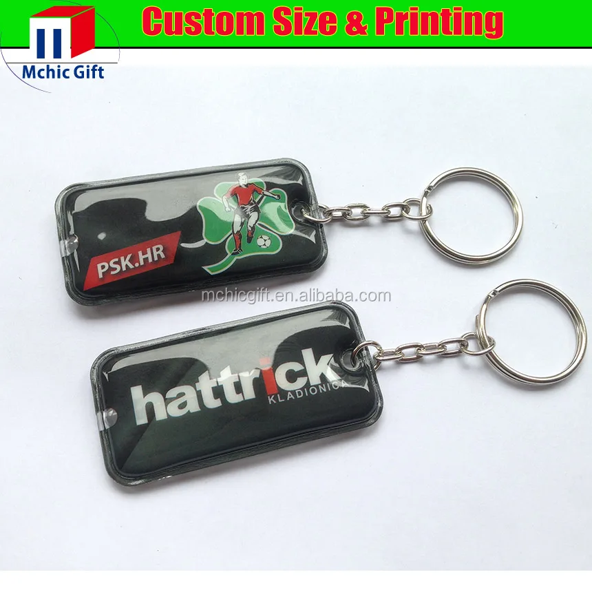 Customized Full Color Print Promotional PVC Led Keychain, Mini Flashlight