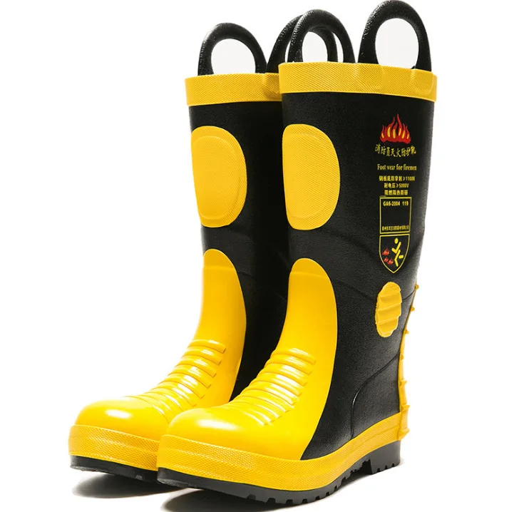 wholesale rubber fire resistant safety boots, fireproof shoes, Fire fighting boots for fireman
