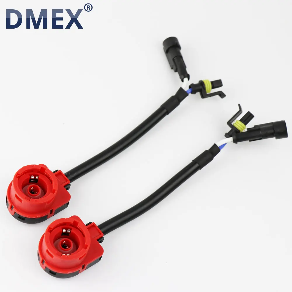 DMEX Double Contact D2S HID Adapter Cable D2S To AMP Xenon Lamp Harness D2C Socket base Wire Plug D4S D4R Bulb Adapter