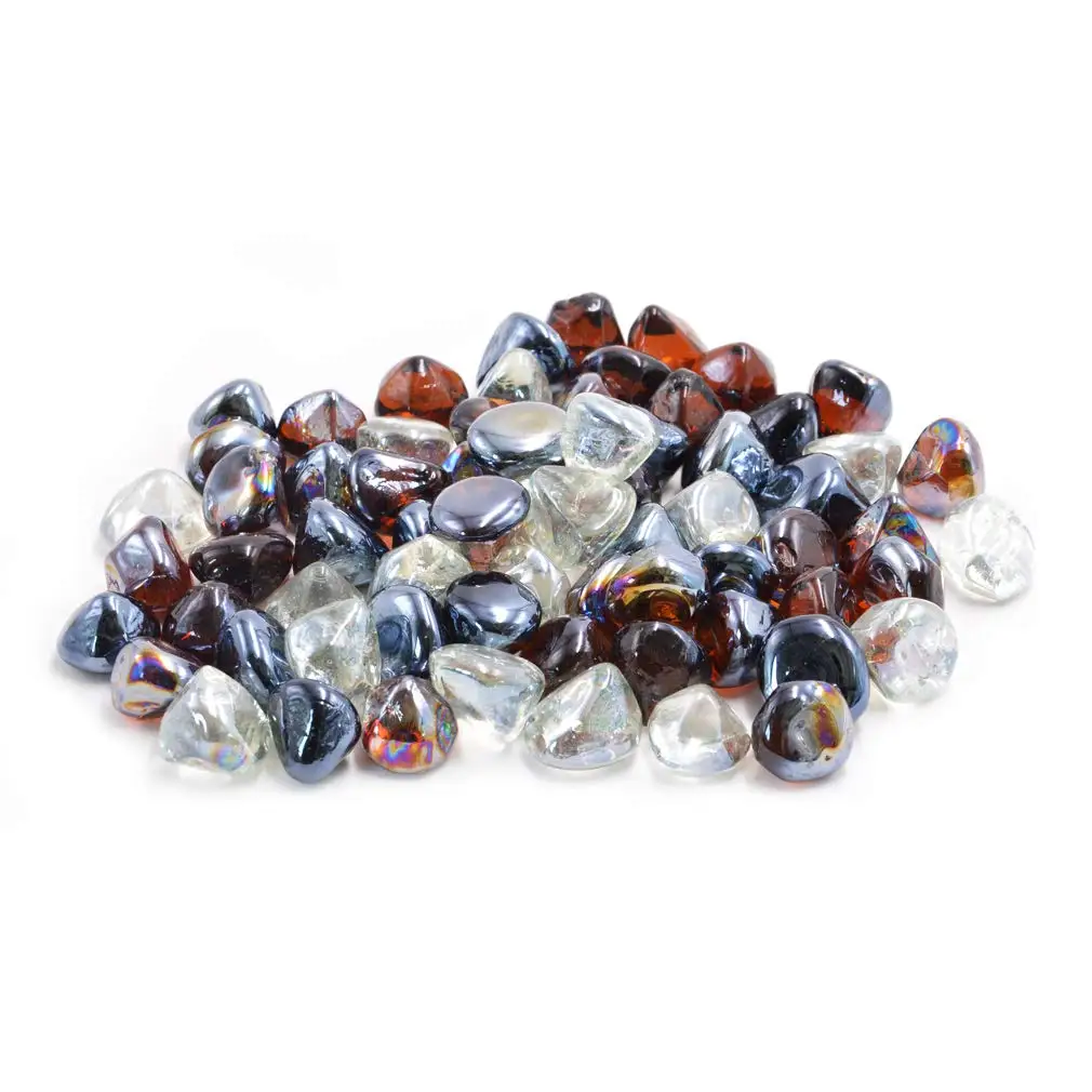 10 Pound Mix Color Fire Glass Diamonds for Fire Pit Fireplace Landscaping