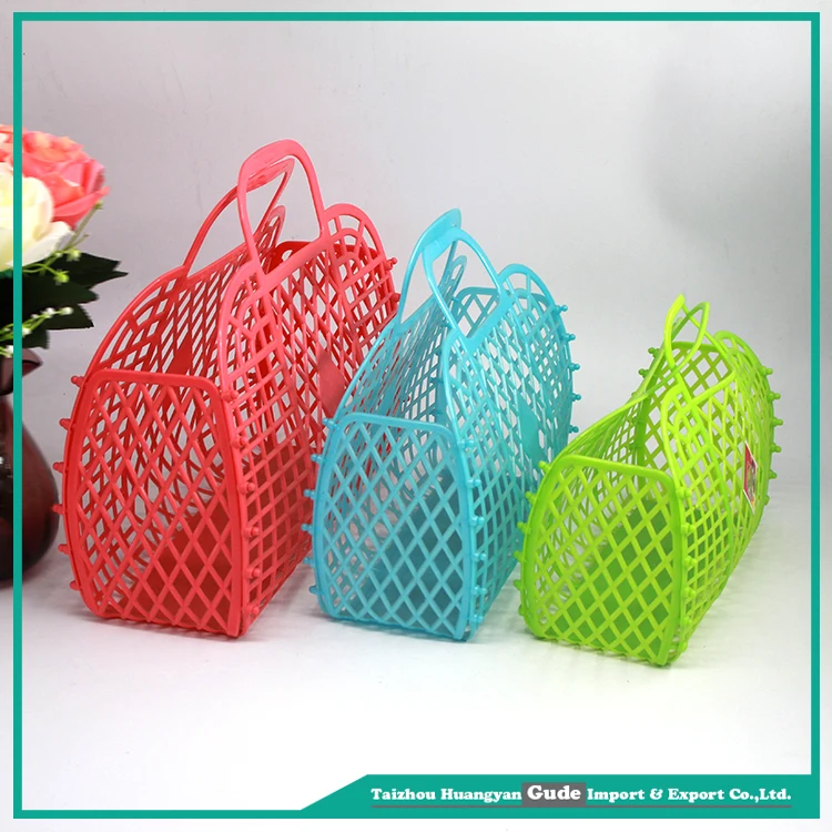 Factory supply Small Plastic Folding Basket With Hand hanging collapsible basket