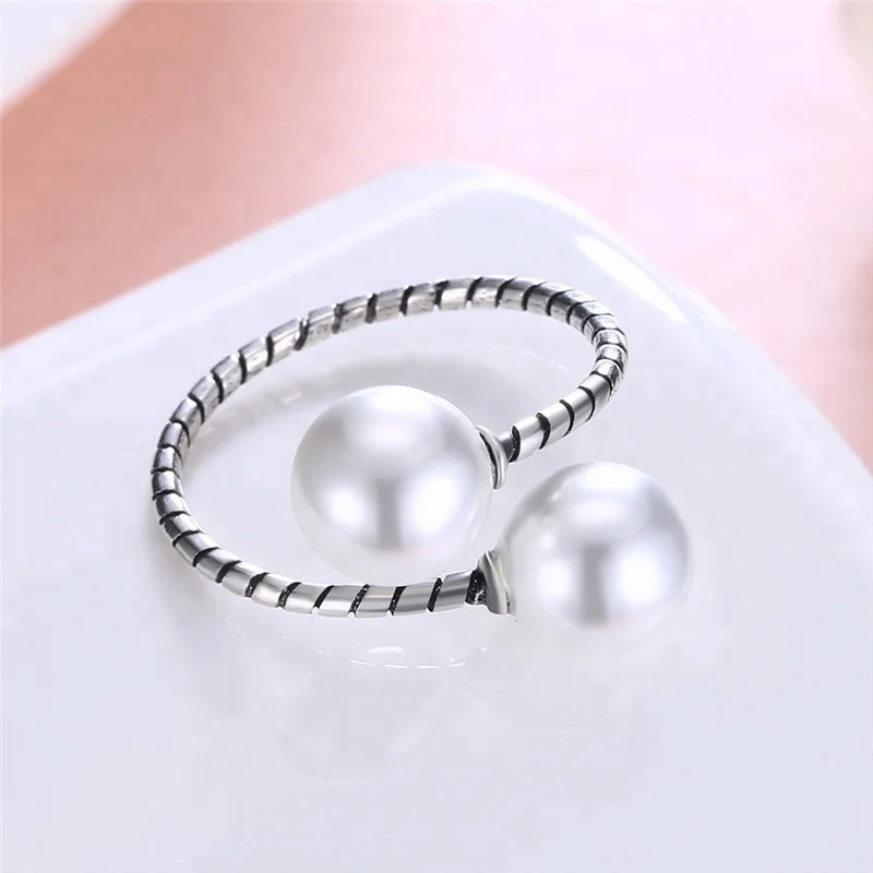 
925 Sterling Silver Rings Opal White Pearl Rings For Women and Girls 2019 Birthday Jewelry Gifts 