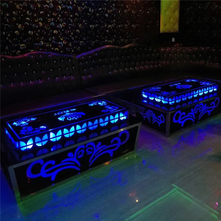 Led light up cube square desk lamp bar banquet illuminated cocktail table