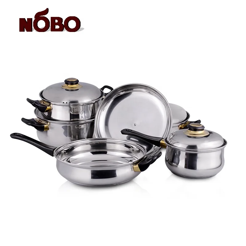 12pcs korean kitchenware cooking pot set stainless steel cookware set kitchen pots and pans with lid