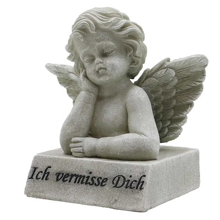 Wings sleeping cupid cherub figurine miniature grave cemetery angel statue