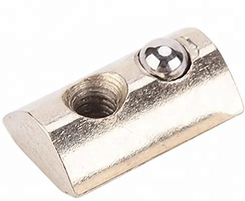 4040 Aluminum Profile Accessory Steel M3  Spring Nut Half Round Roll In T Slot Nut With Loaded Ball