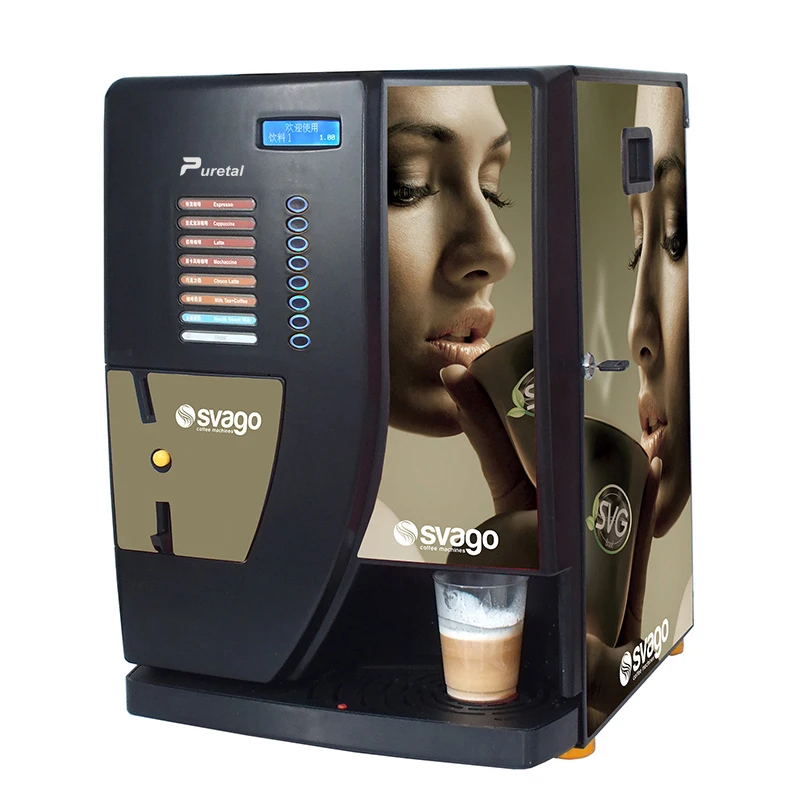 New Design Commercial Automatic Touch Screen Coin-Operated Table Top Instant Vending Machine Bean Cup Hot Coffee for Rental Use