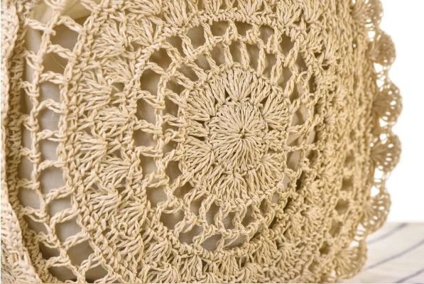 Crochet knitting hollow out handmade handbag straw tote bag rattan bag women