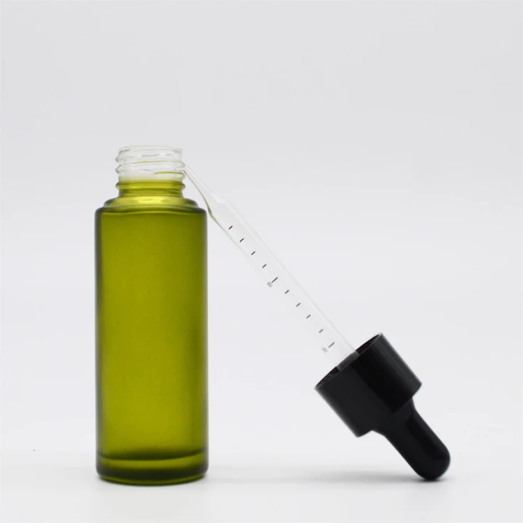 High quality olive green frosted essential oil  dropper glass bottles 20ml