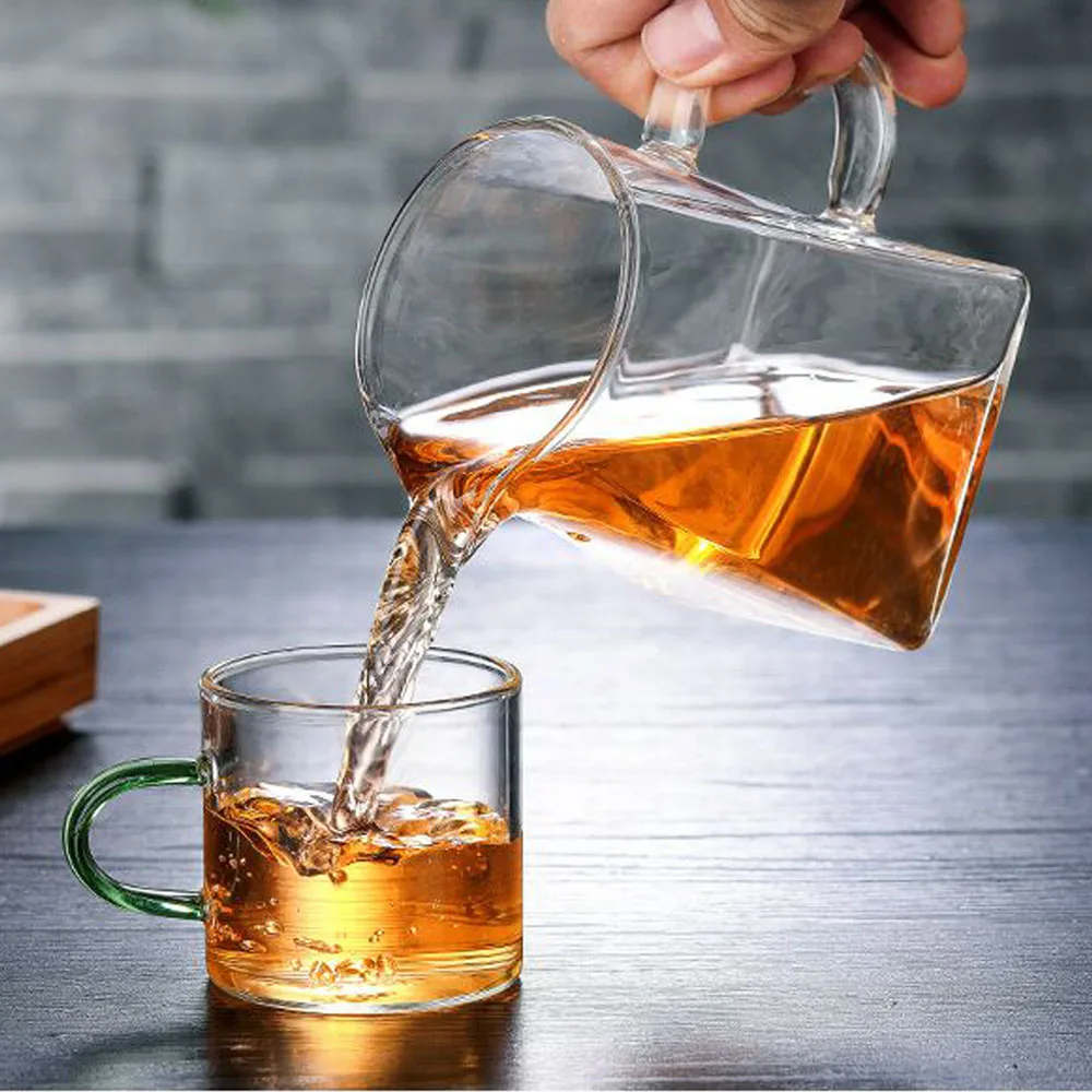 Heat Resistant Stainless Steel Handcrafted Borosilicate Glass Square Shape Tea Pot With Infuser