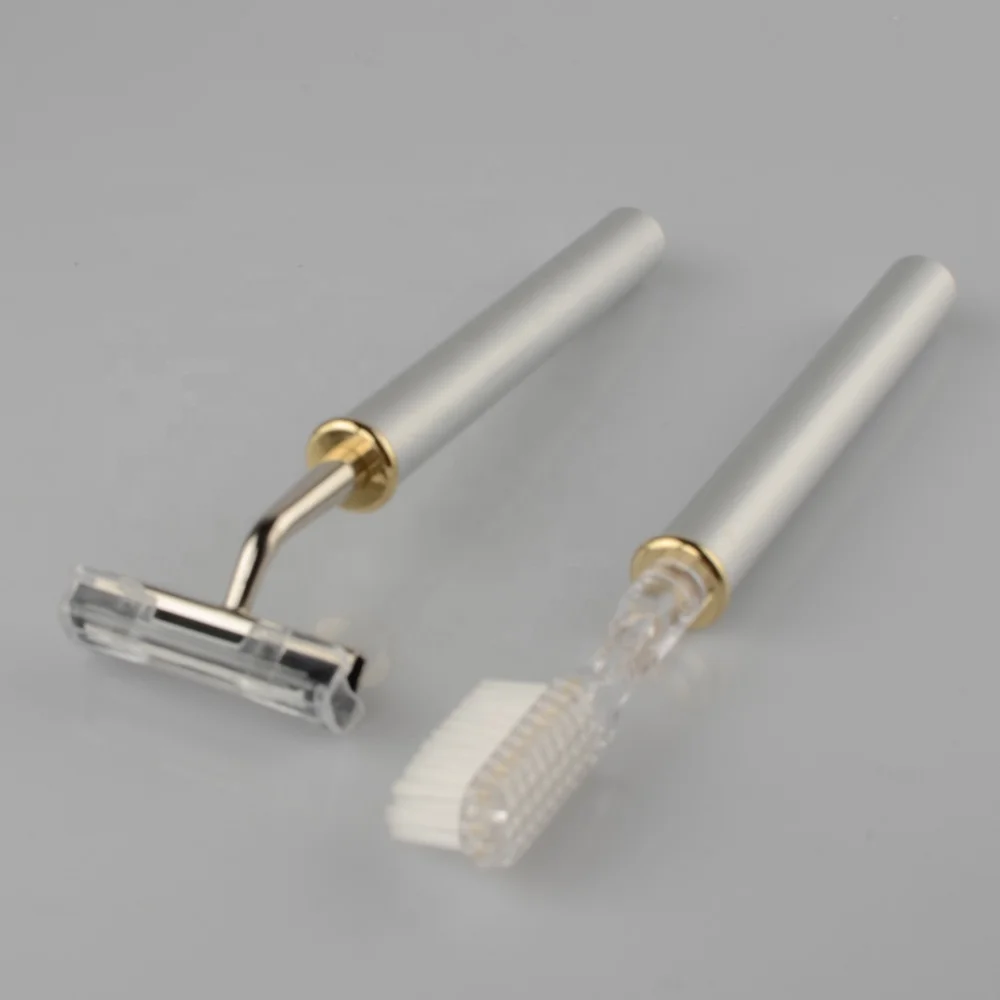 Yes Disposable Hotel and Toothbrush Twin Blade Feature Beard Trimmer / Shaving Razor Set Personal Care &gift Customized Chrome