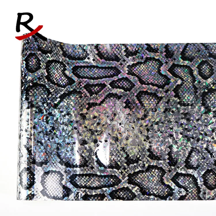 5005 hot fashion snake pattern broken glass laser foil for handbag leather pu shoes