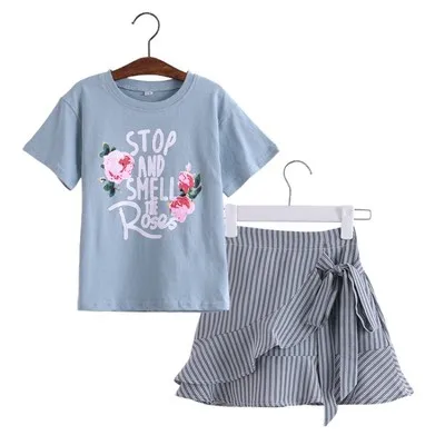 Hao Baby Children Wear Children Suits Summer Flower Skirt Suit Two-Piece Suit The New Stripe Of The Girls