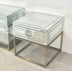 Лидер продаж, античная мебель для гостиной, зеркальный угловой стол с 1 выдвижным ящиком, стол из нержавеющей стали