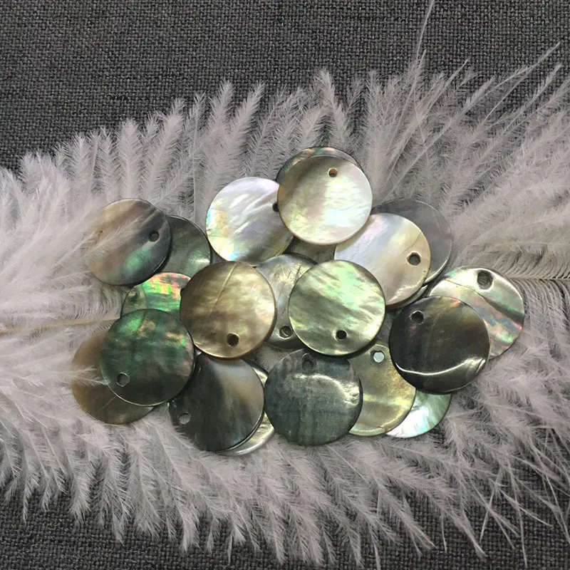 10-30mm drilled black mother of pearl shell polished round discs abalone pearl shell for jewelry