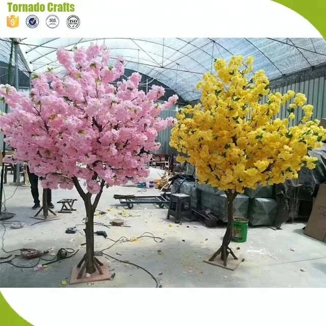 High quality artificial cherry blossom tree natural wood trunk tree for wedding decoration