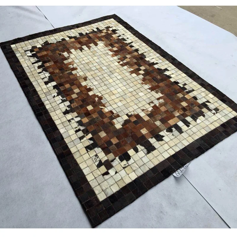 Cowhide carpet, patchwork design, cow skin carpet