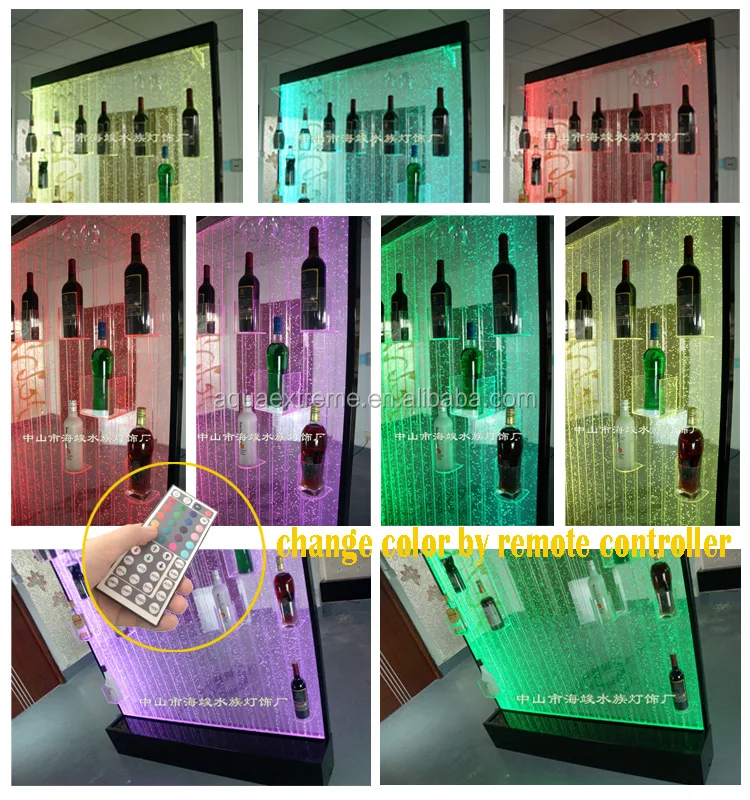 Customized acrylic led lighting water bubble wall wine cabinet for bar decoration