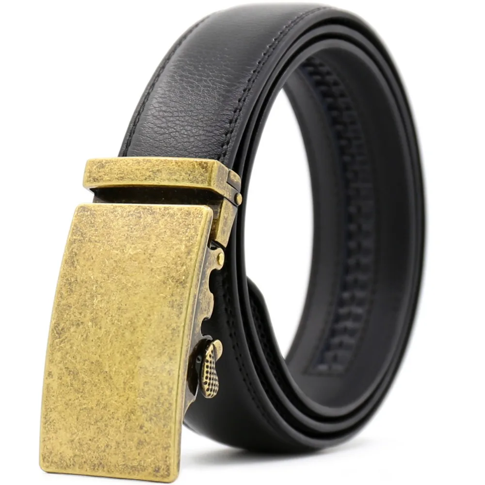 ab1210 Cowboy Cowhide Leather Vintage Dress Belt with autoamtic Sliding Buckle