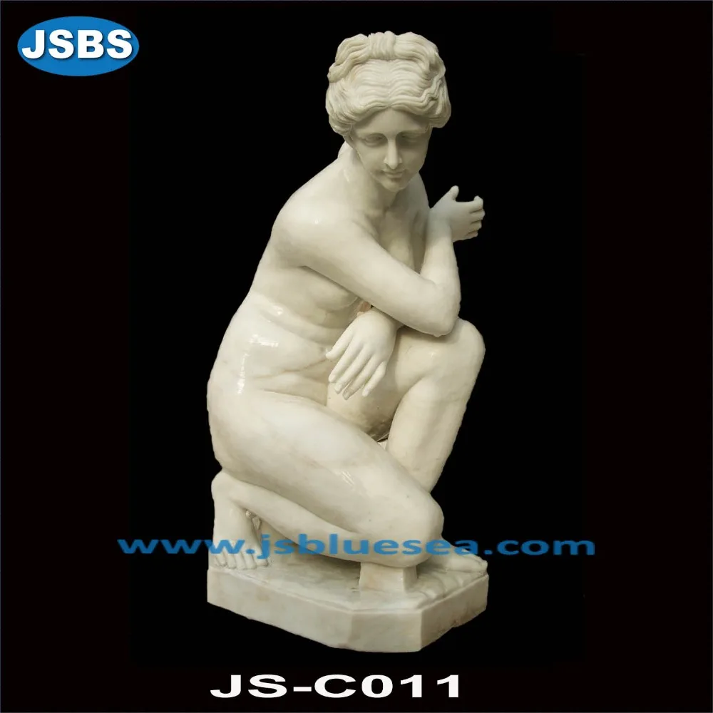 China Manufacture Carved White Marble Naked Sex Girl Statue
