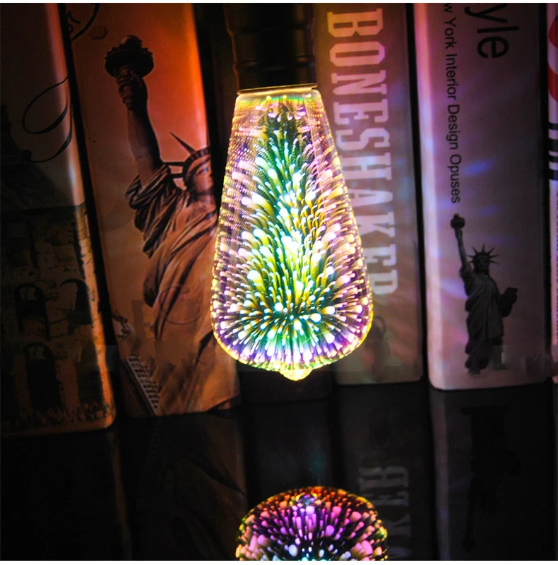 3D Fireworks E27 G80/G95/G125 LED Retro Vintage Edison Fairy Lighting Bulb Lamp