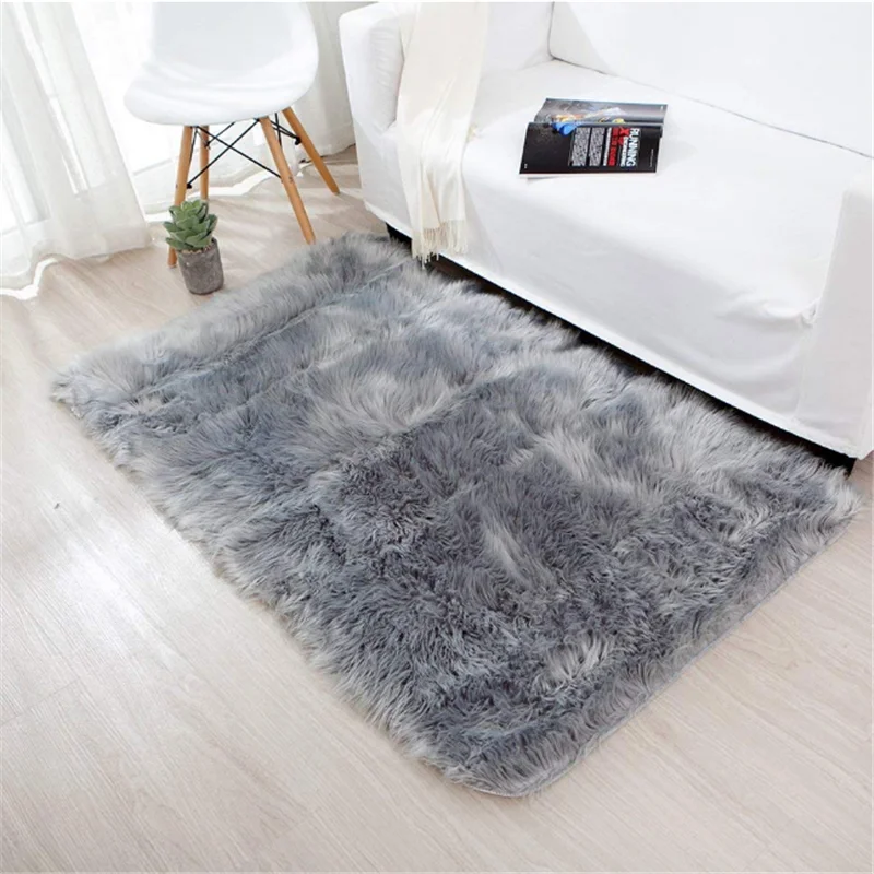 
 Сервис OEM, коврики из искусственного меха, плюшевый ковер из искусственного меха, серый ковер из овчины, синтетический меховой ковер  