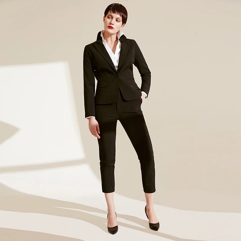 Maxnegio 2018 Latest Fashion Woman Office Coat White Slimming Business Suits