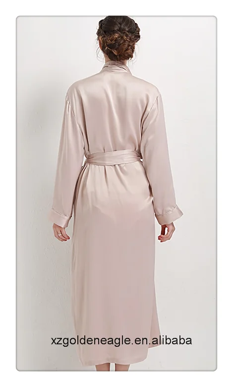 Женская пижама 100% шелк длинный халат Женская одежда для сна с карманами