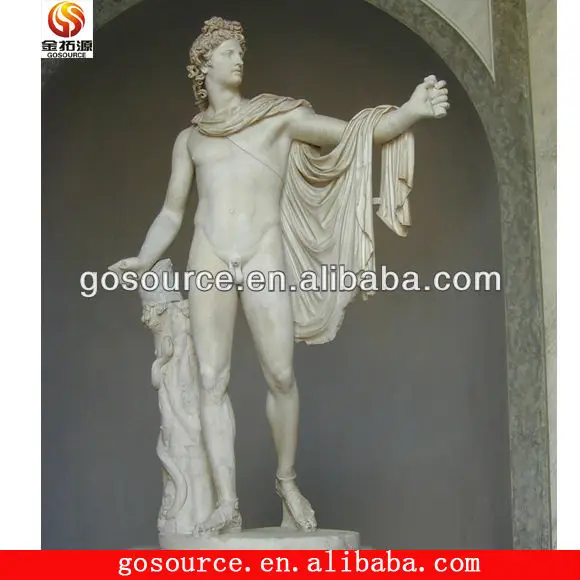 Naked male marble statue the sun god Apollo