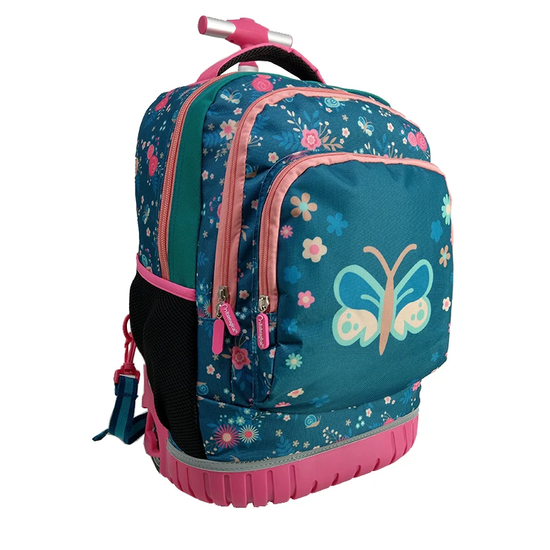 Top level artistic print wheeled trolley backpack bags school waterproof trolley backpack