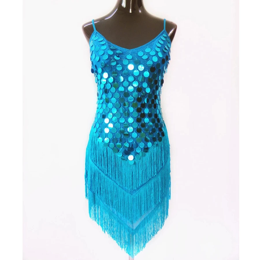 2019 Discount Hot Sale Sleeveless Stage Red Tassels Sequins Adult Dance Wear