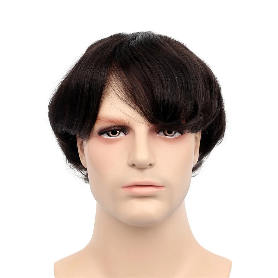 Human Hair Man Replacement Swiss Lace Wig Price Cheap Men Gray Afro Black Mono Base Toupee