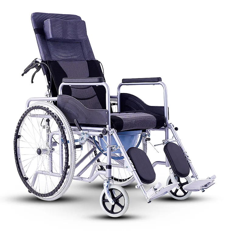
Tianjin Lightweight Manual Reclining Commode Wheelchair with Toilet 