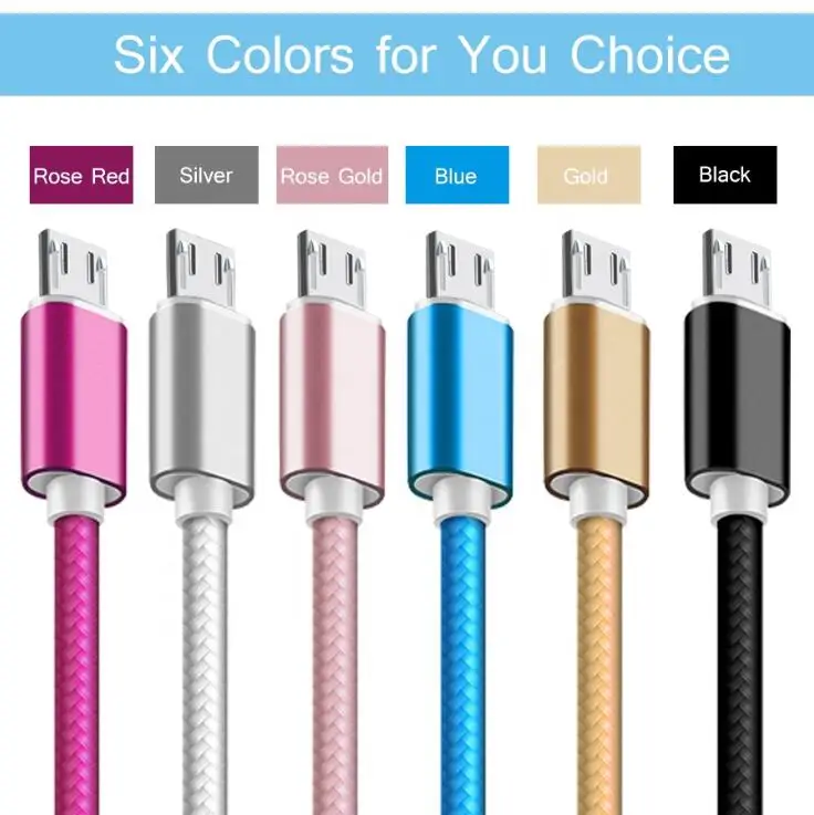 
Blue Color Android Charger Micro USB Data Cable Fast Charging Cable 