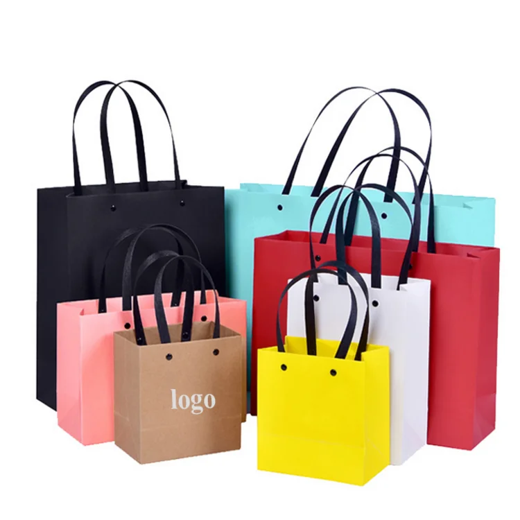Bolsa Papel Kraft Wholesale Stock Customize Shopping Kraft Paper Bags With Your Own Logo Print with Handle No Minimum
