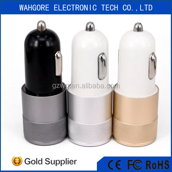 
metal 12V car charger real 2.4A+1A output usb car charger phone car charger 