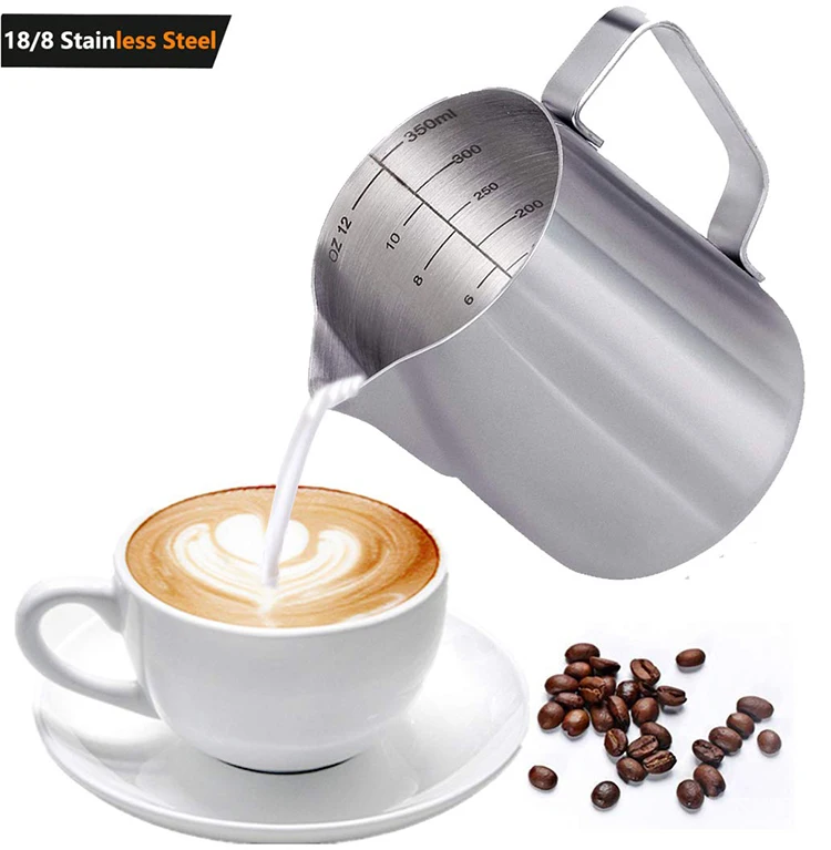600ml  Unbreakable Bule Color Coffee, Latte and Frothing Milk Zero Defects Stainless Steel Frothing Pitcher Jug Steaming Pitcher
