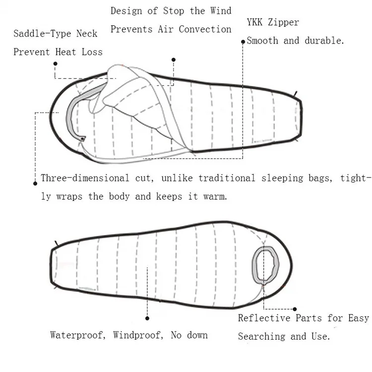 Winter Waterproof Lightweight Outdoor Camping Mummy Down Sleeping Bag
