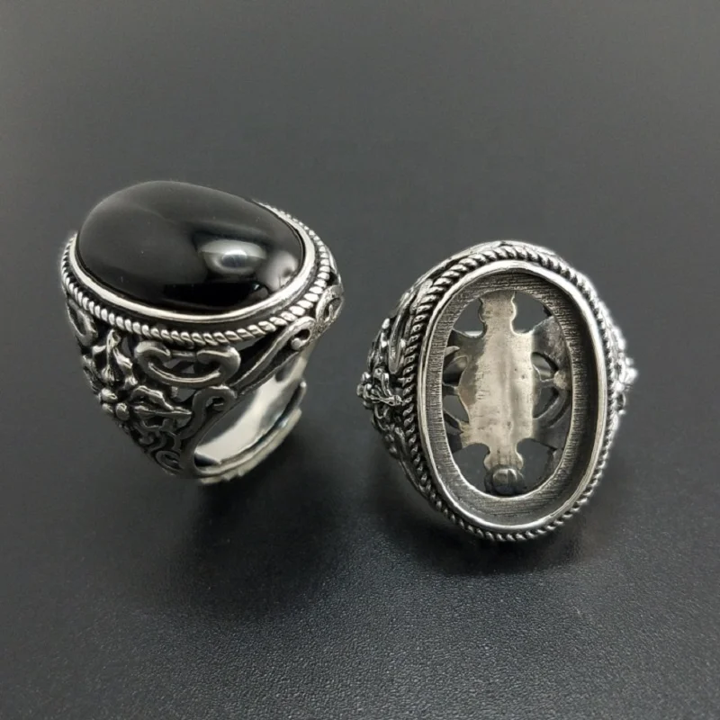 Spanking black opal gemstone silver jewelry 925 sterling silver ring handmade Jewelry Rings