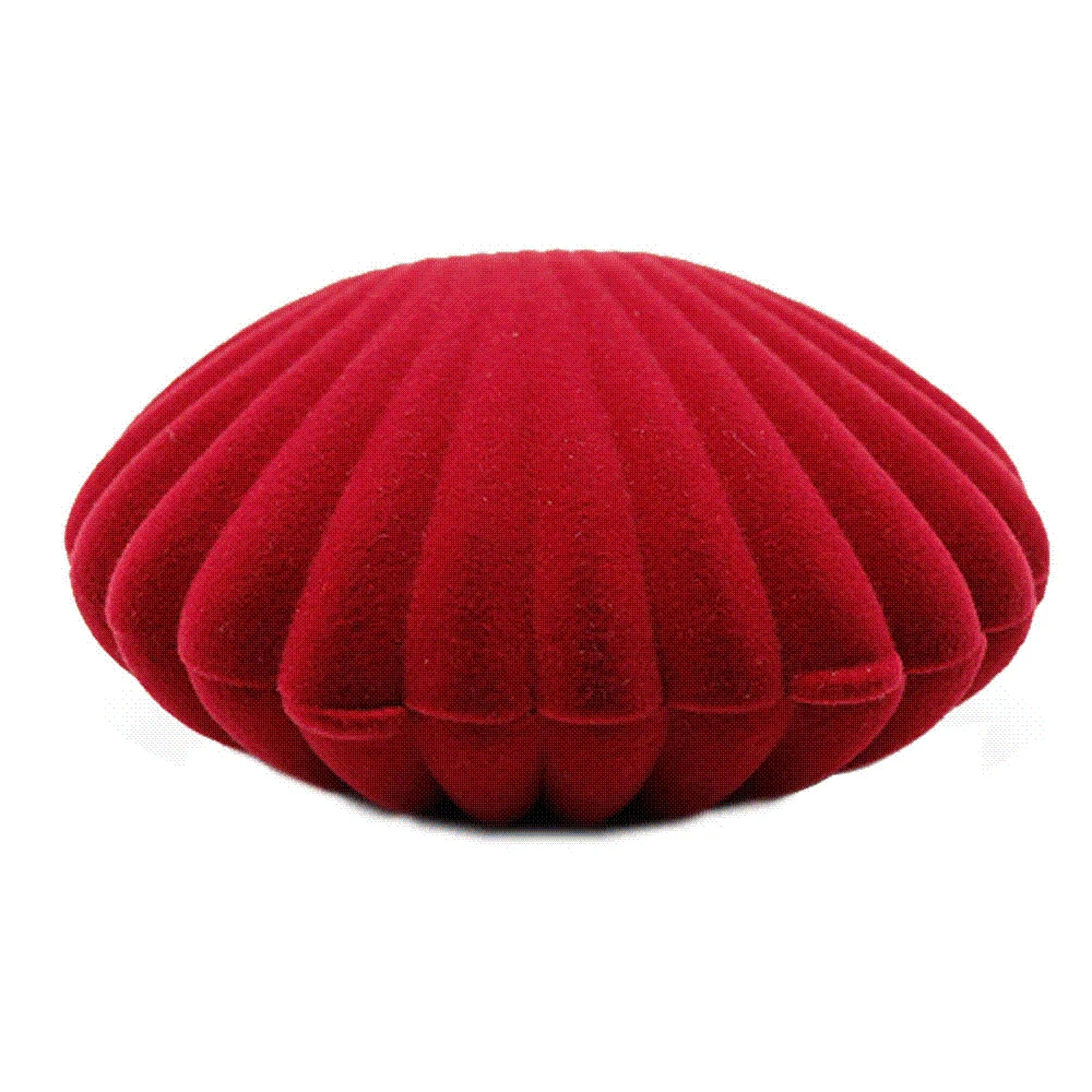 Красная бархатная подарочная коробка в форме ракушки для ювелирных украшений ожерелий с вставкой из пены