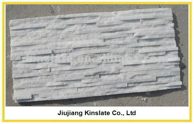 Natural White Quartzite Slim Strips Interior Wall Paneling Stone