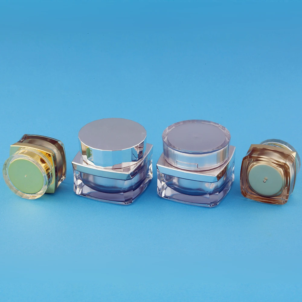 Hengsheng factory wholesale square shaped eco friendly plastic cosmetics containers and packaging acrylic jar with lid 5g 10g